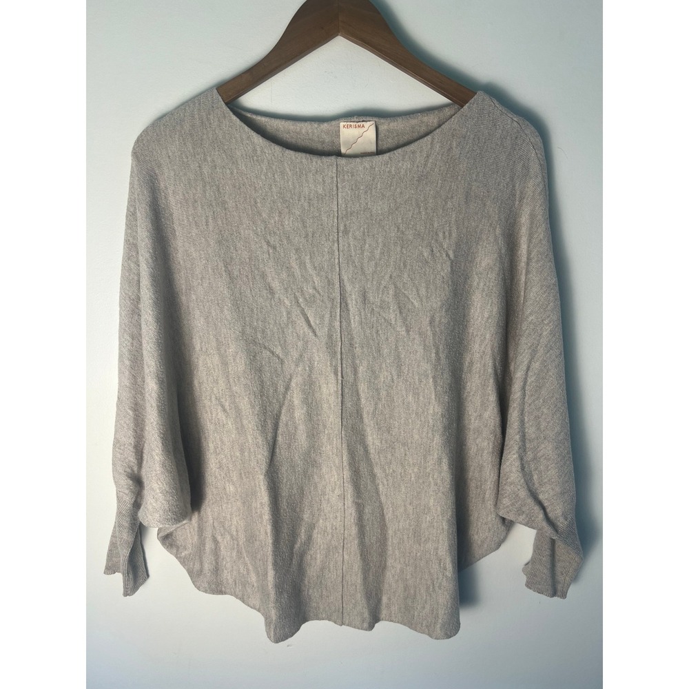 Kerisma Ryker Sweater Women M/L Gray Dolman Boat Neck Cashmere Blend Slouchy
